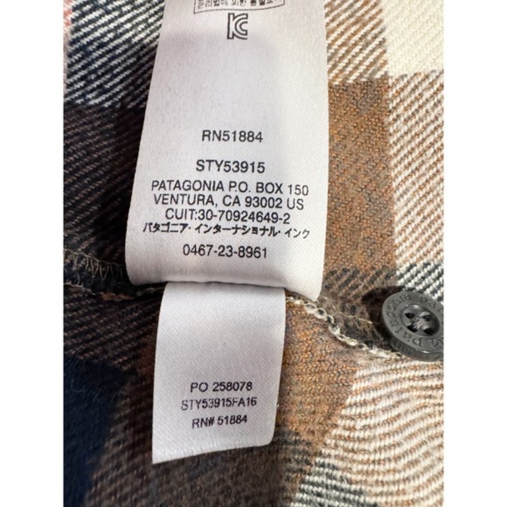 Patagonia | Organic Cotton Plaid Flannel Button Down Shirt Brown Tan 53915 Sz. 6 - Picture 7 of 8